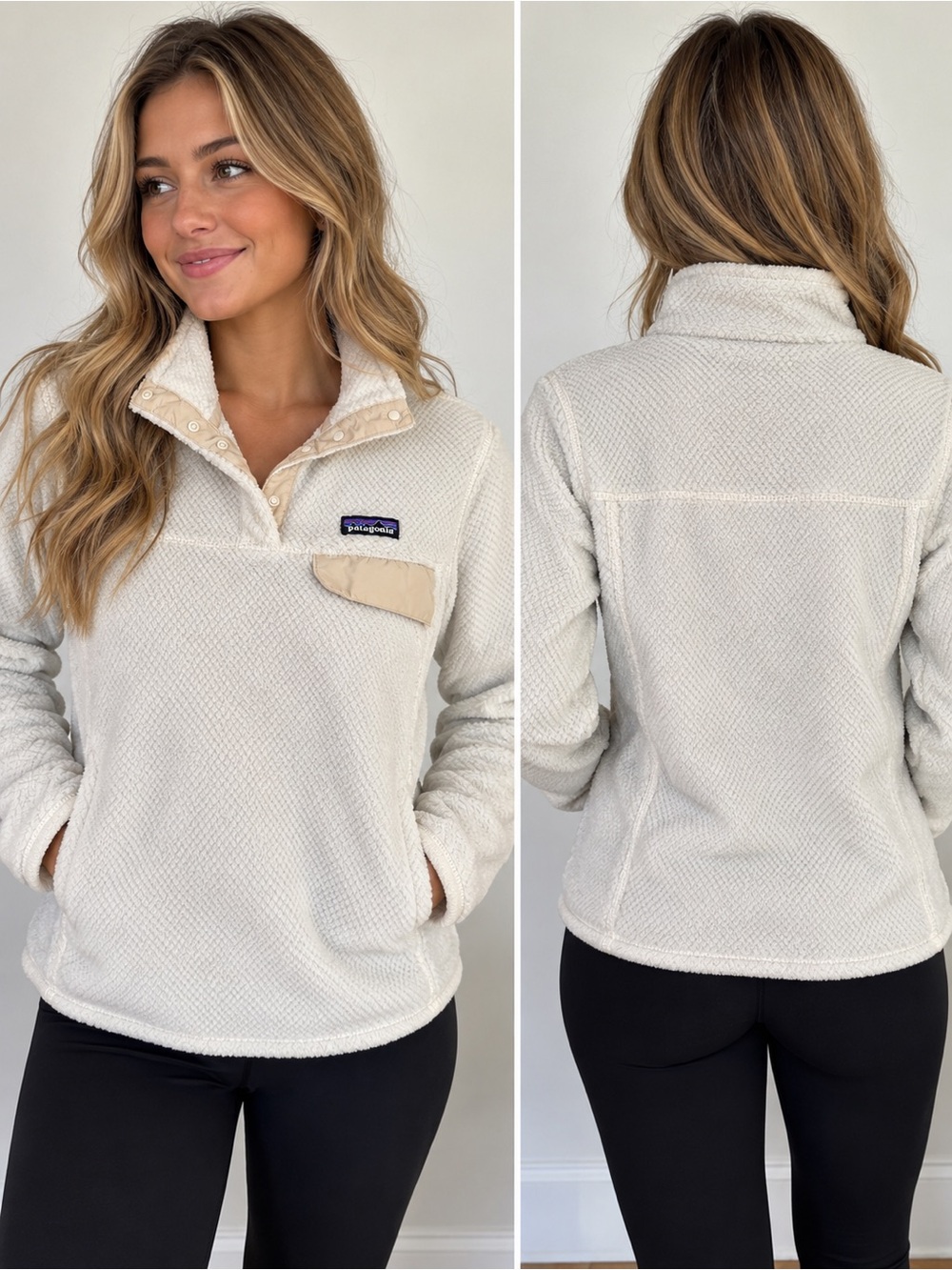 Patagonia Re-Tool Snap-T Fleece Pullover Women’s M Ivory Cream FA15 25443